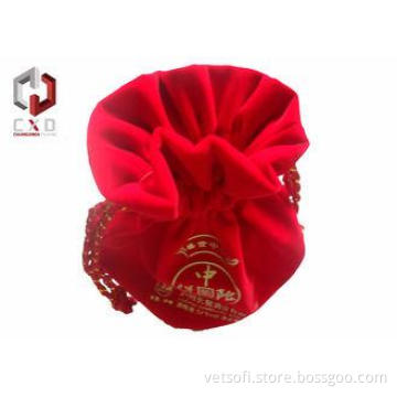 Red Velveteen Drawstring Bag For Packing Olive Oil Bottle